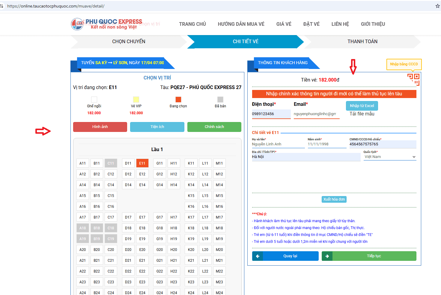 Đặt vé tàu Sa Kỳ - Lý Sơn