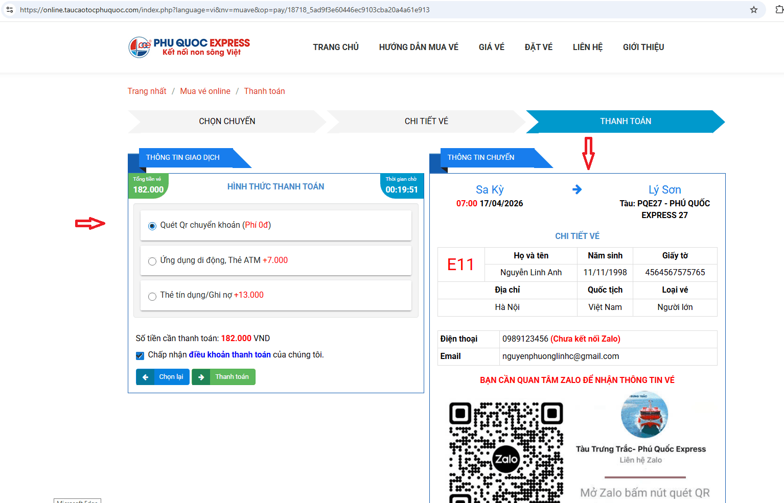 Đặt vé tàu Sa Kỳ - Lý Sơn