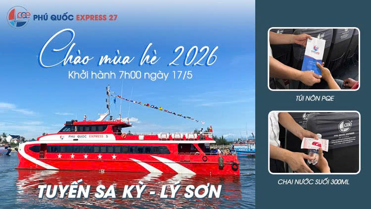 Chào Hè 2026: Phú Quốc Express Tặng Túi Nôn & Nước Suối Khi Đi Tàu Lý Sơn