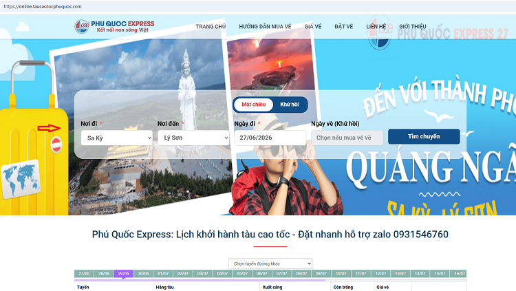 Cách mua vé tàu Sa Kỳ - Lý Sơn tàu Phú Quốc Express 5 sao 
